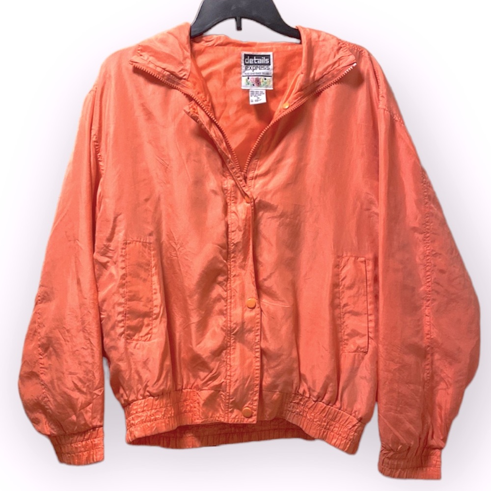 Vintage 100% Silk Coral Windbreaker Jacket